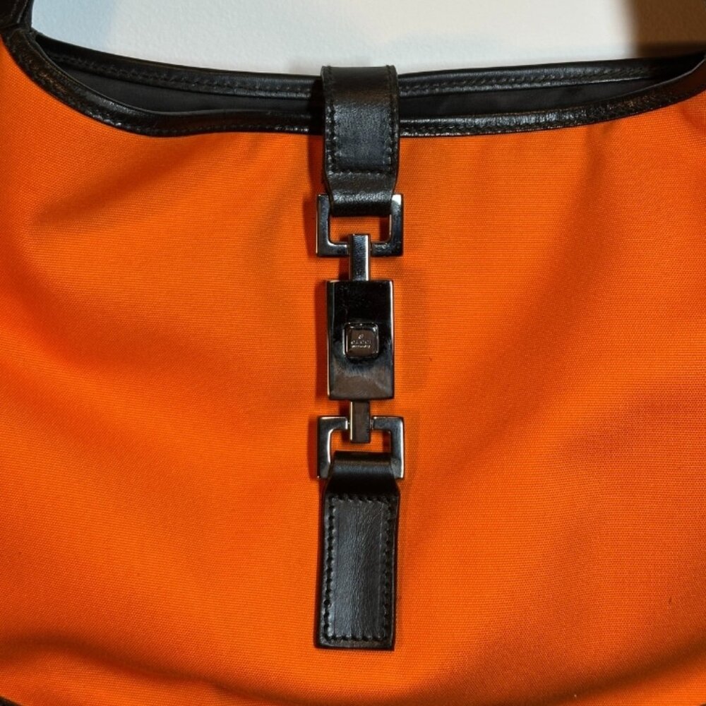 1999 Gucci Tom Ford Jackie Hobo – Bold Orange Nylon & Leather - Picture 2 of 13